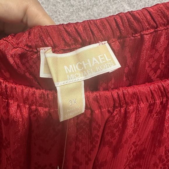 MICHAEL Michael Kors Women's Plus Size 3X Hank Hem Boat Asymmetrical Blouse‎ Red - Picture 15 of 16